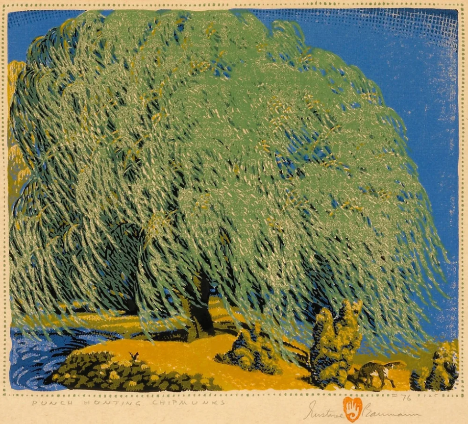 Gustave Baumann - Punch Hunting Chipmunks